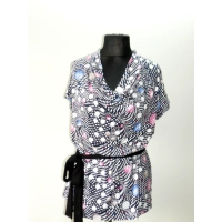 Bluzka lejący dekolt woda - kolorowe bąbelki i groszki